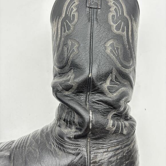 Vintage 80s J. Chisholm Ostrich Leather Cowboy Boots Men 10 D Western Distressed main image 5